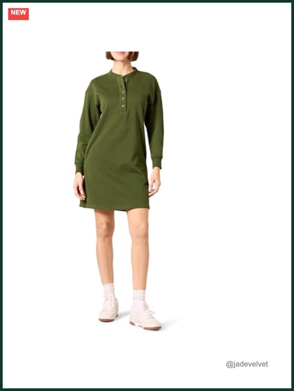 Long Sleeve Knit Henley Sweatshirt Dress French Terry Mini